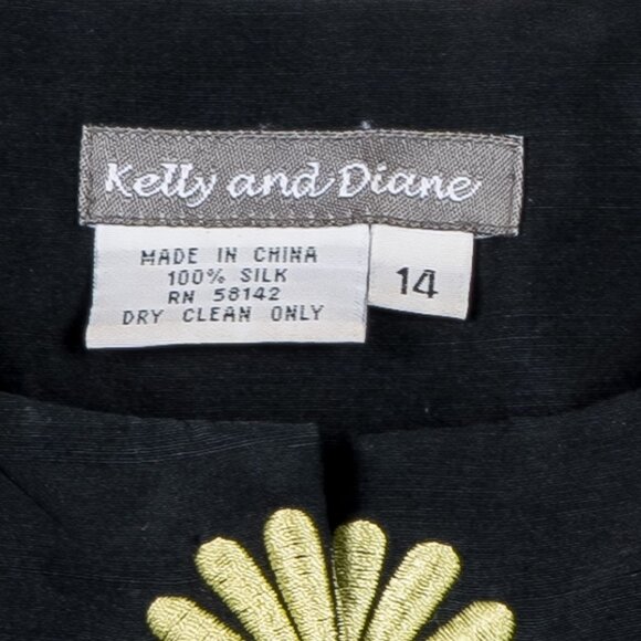 Kelly Diane Floral Embroidered Jacket 14 Womens Black Pink Buttons Silk Career - Picture 5 of 6